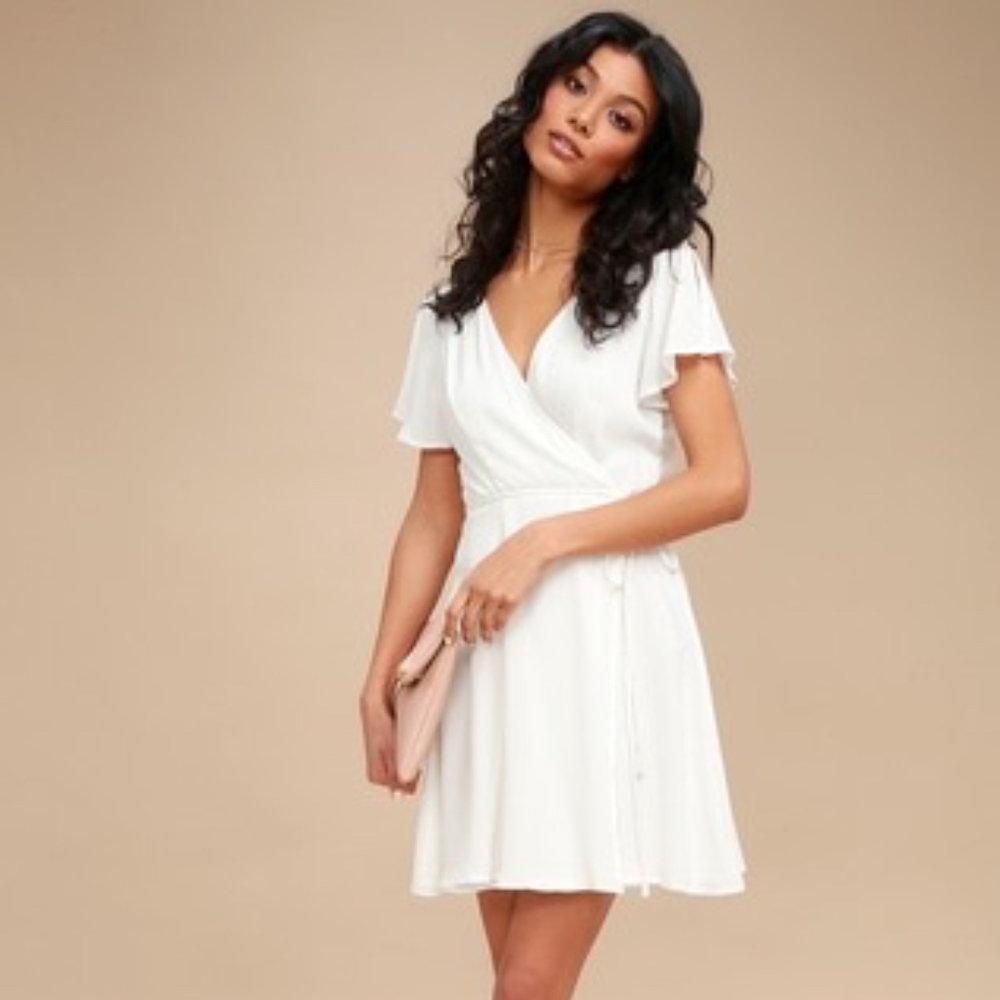 Plunging Mini Dress with Tie Waist